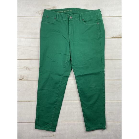 Talbots Womens Jeans Green 14WP W Heritage Slim Ankle Pants Stretch Pockets - Picture 1 of 11